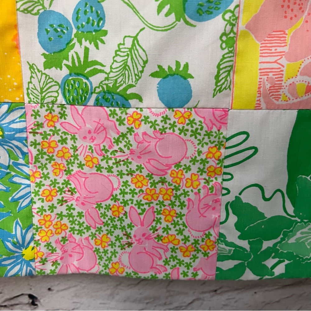 Vintage 70s Lilly Pulitzer Patchwork Midi Skirt Sz 10 Floral Bunnies Berries - Picture 2 of 16